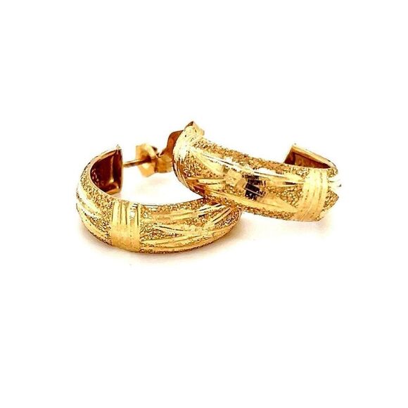 10K Gold (6mm) Half Hoops Earrings - Picture 1 of 8